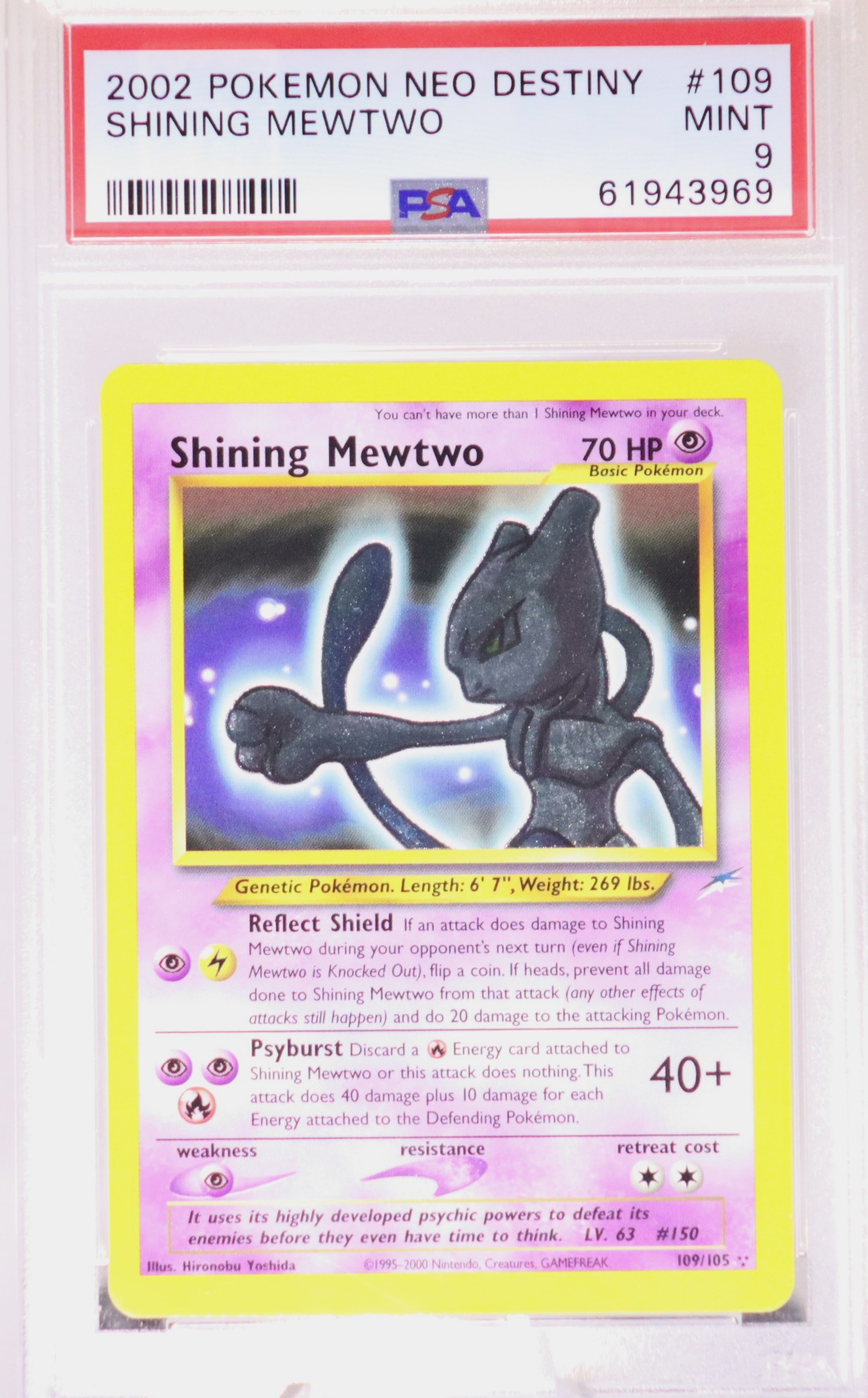 PSA 9 - Shining mewtwo - Neo Destiny 109/105 🇬🇧